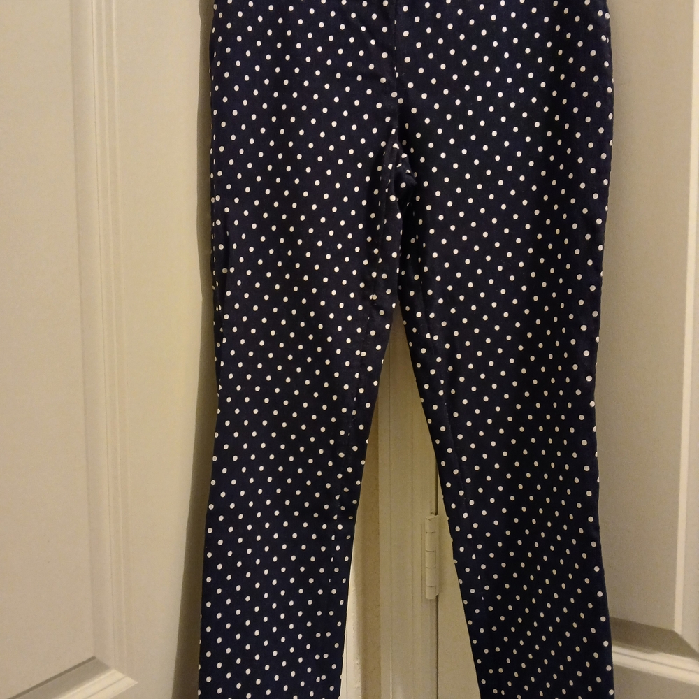 Van Heusen Navy and White Polka Dot Cropped Pants